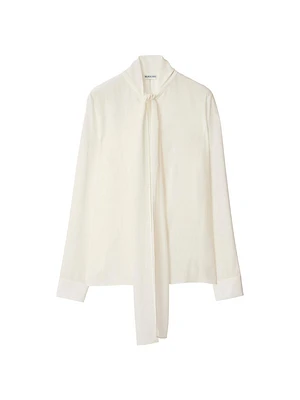 Tie-Neck Silk Blouse