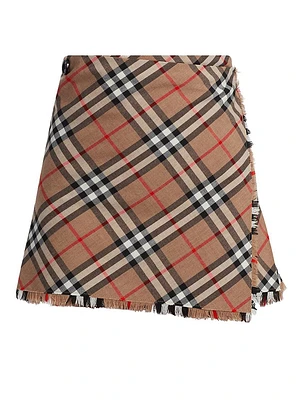 Check Wrap Skirt