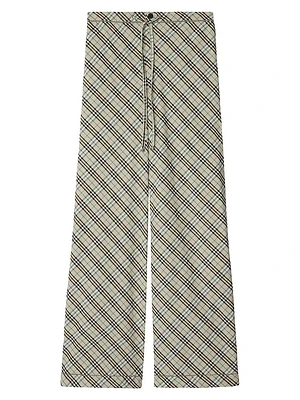 Check Cotton Drawstring Pants