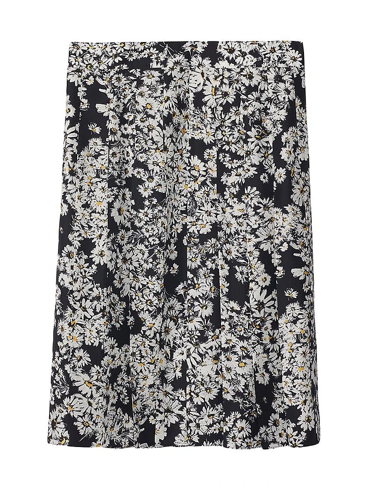 Daisy Printed Silk Midi-Skirt