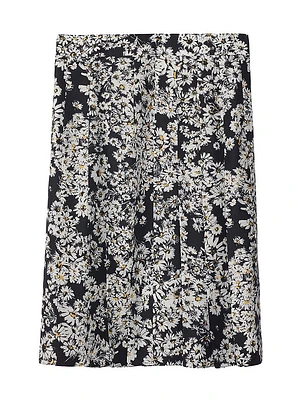 Daisy Printed Silk Midi-Skirt