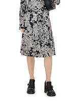 Daisy Printed Silk Midi-Skirt