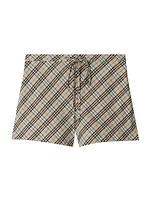 Check Cotton Drawstring Shorts