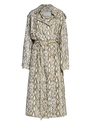 Freanne Snakeskin Print Trench Coat
