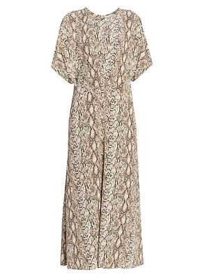 Keany Snake Print Stretch-Silk Midi-Dress