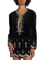 Helene Beaded Cotton Minidress