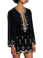 Helene Beaded Cotton Minidress