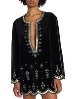 Helene Beaded Cotton Minidress
