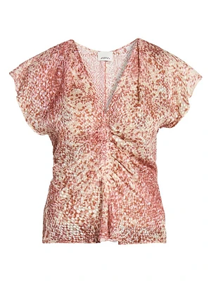 Lonea Printed Silk-Blend Top