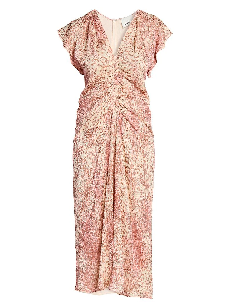 Lyndsay Printed Silk-Blend Midi-Dress