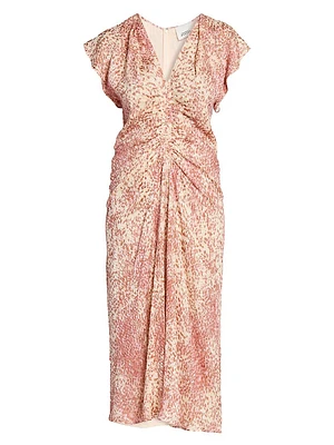 Lyndsay Printed Silk-Blend Midi-Dress