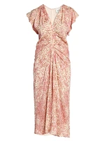 Lyndsay Printed Silk-Blend Midi-Dress
