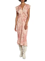 Lyndsay Printed Silk-Blend Midi-Dress