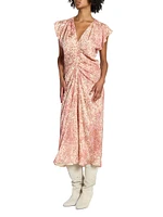 Lyndsay Printed Silk-Blend Midi-Dress