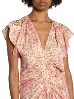 Lyndsay Printed Silk-Blend Midi-Dress
