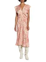 Lyndsay Printed Silk-Blend Midi-Dress