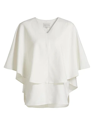 Arona V-Neck Cape Blouse