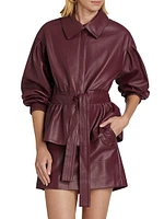 Chazz Peplum Faux Leather Jacket