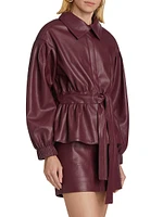 Chazz Peplum Faux Leather Jacket