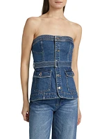 Cyan Belted Bustier Top