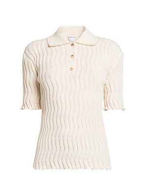 Stretch Wool Knit Polo Shirt