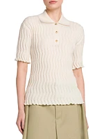 Stretch Wool Knit Polo Shirt