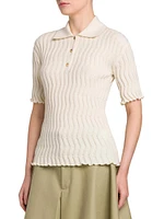 Stretch Wool Knit Polo Shirt