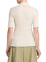 Stretch Wool Knit Polo Shirt