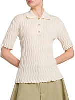 Stretch Wool Knit Polo Shirt