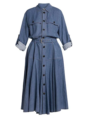 Fluid Denim Chambray Dress