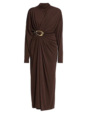 Crepe Jersey Draped Maxi Dress