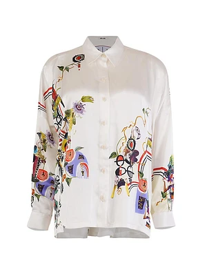 Printed Silk Oversized Shirt