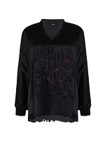 Embroidered Silk Oversized Top