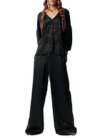 Embroidered Silk Oversized Top