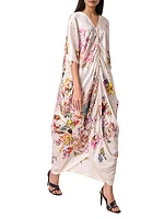 Floral Silk Drawstring Caftan