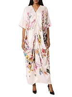 Floral Silk Drawstring Caftan