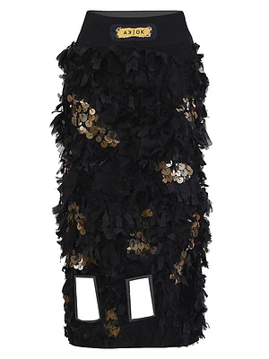 Embellished Cut-Out Skirt