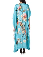 Ruffled Floral Silk Caftan