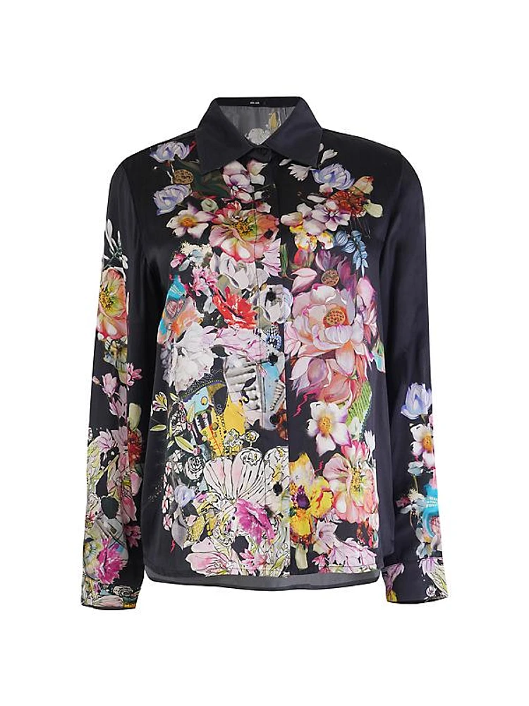 Floral Silk Button-Front Shirt