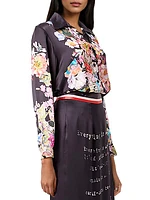 Floral Silk Button-Front Shirt