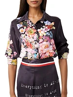 Floral Silk Button-Front Shirt