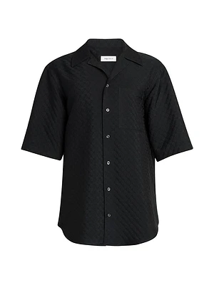 Camp Collar Skull Jacquard Shirt
