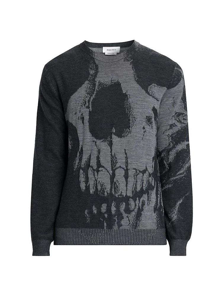 Skull Print Wool Sweater