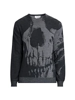 Skull Print Wool Sweater