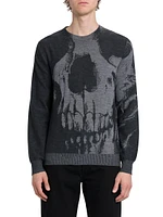 Skull Print Wool Sweater