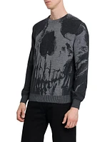 Skull Print Wool Sweater