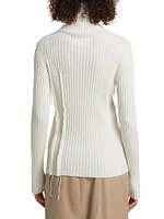 Rib-Knit Cut-Out Turtleneck Sweater