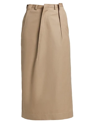 Tuck Pleat Midi-Skirt