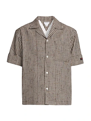 Knotted Viscose Mini Check Shirt