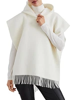 Wool and Cashmere Double Knit Poncho with Hood